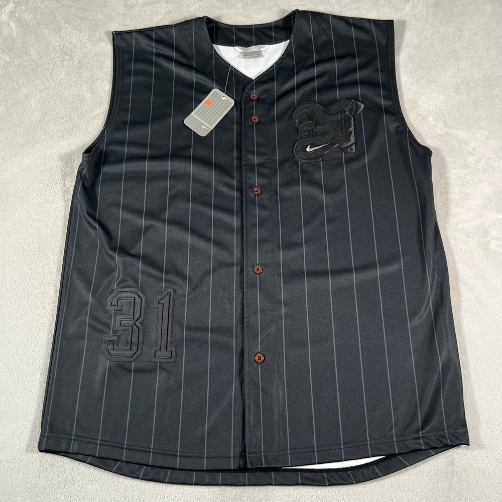 Vintage Y2K Nike Baseball Jersey #31 Men's XXL Black Pinstripe Sleeveless NWT